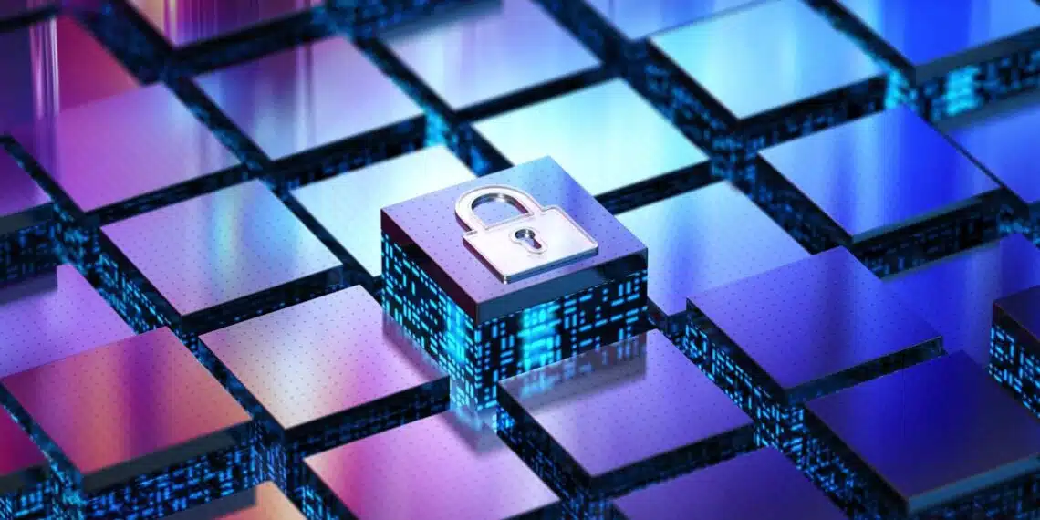Representación abstracta de ciberseguridad. Hackeo masivo ransomware Medusa